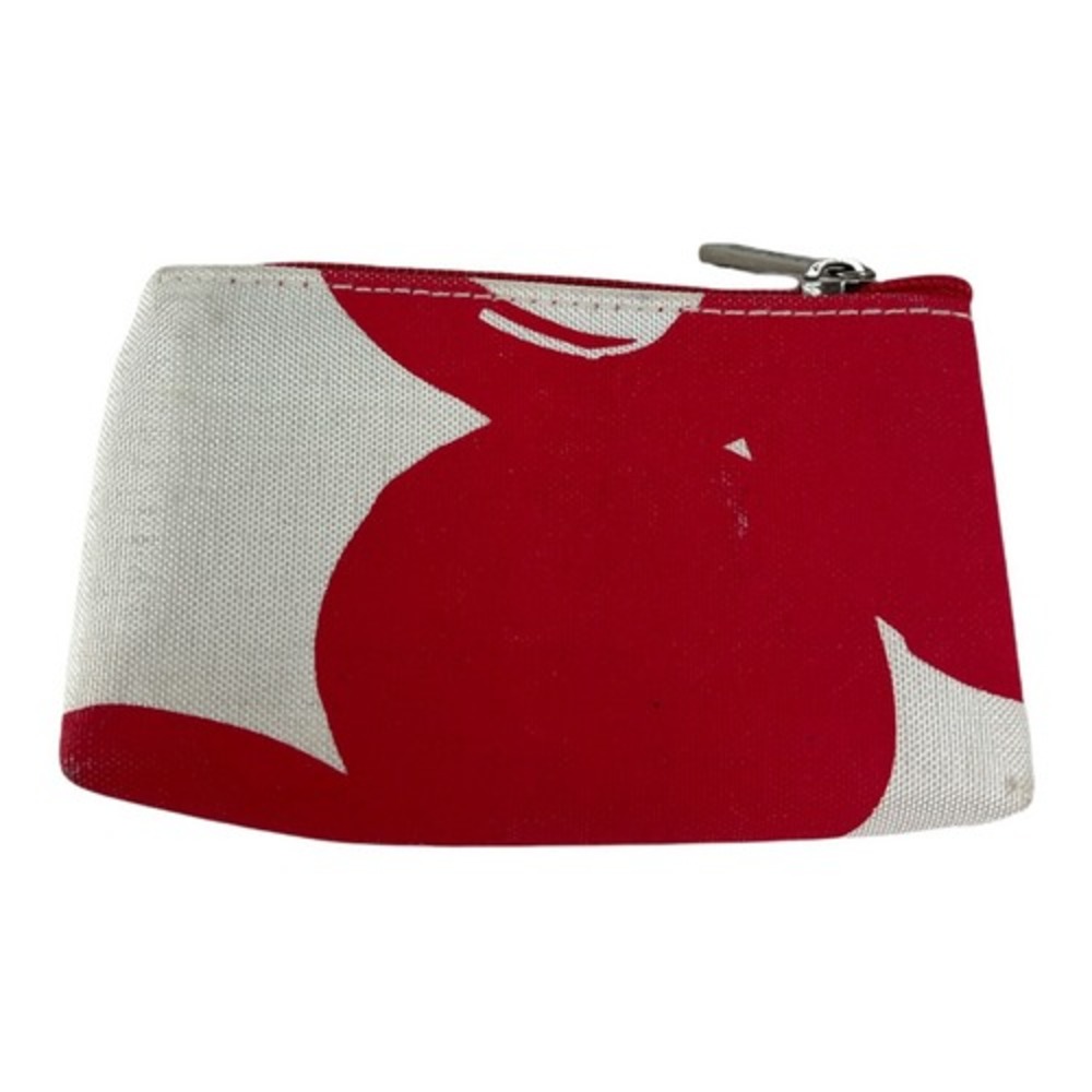Clinique Coin Pouch Women Small Red White Good Canvas Floral Zipper Bag